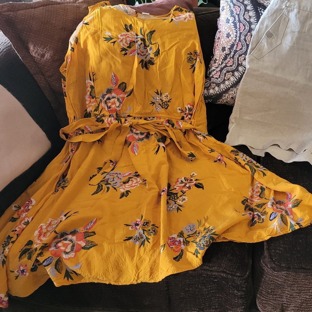 Old Navy Mustard Floral Dress